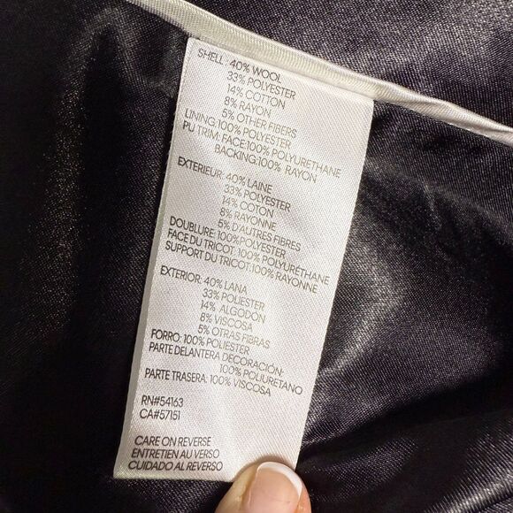 Calvin Klein Women's Wool Blend Long Boucle Coat Sz XL, Tan/Brown, Zips, Pockets - Picture 15 of 16